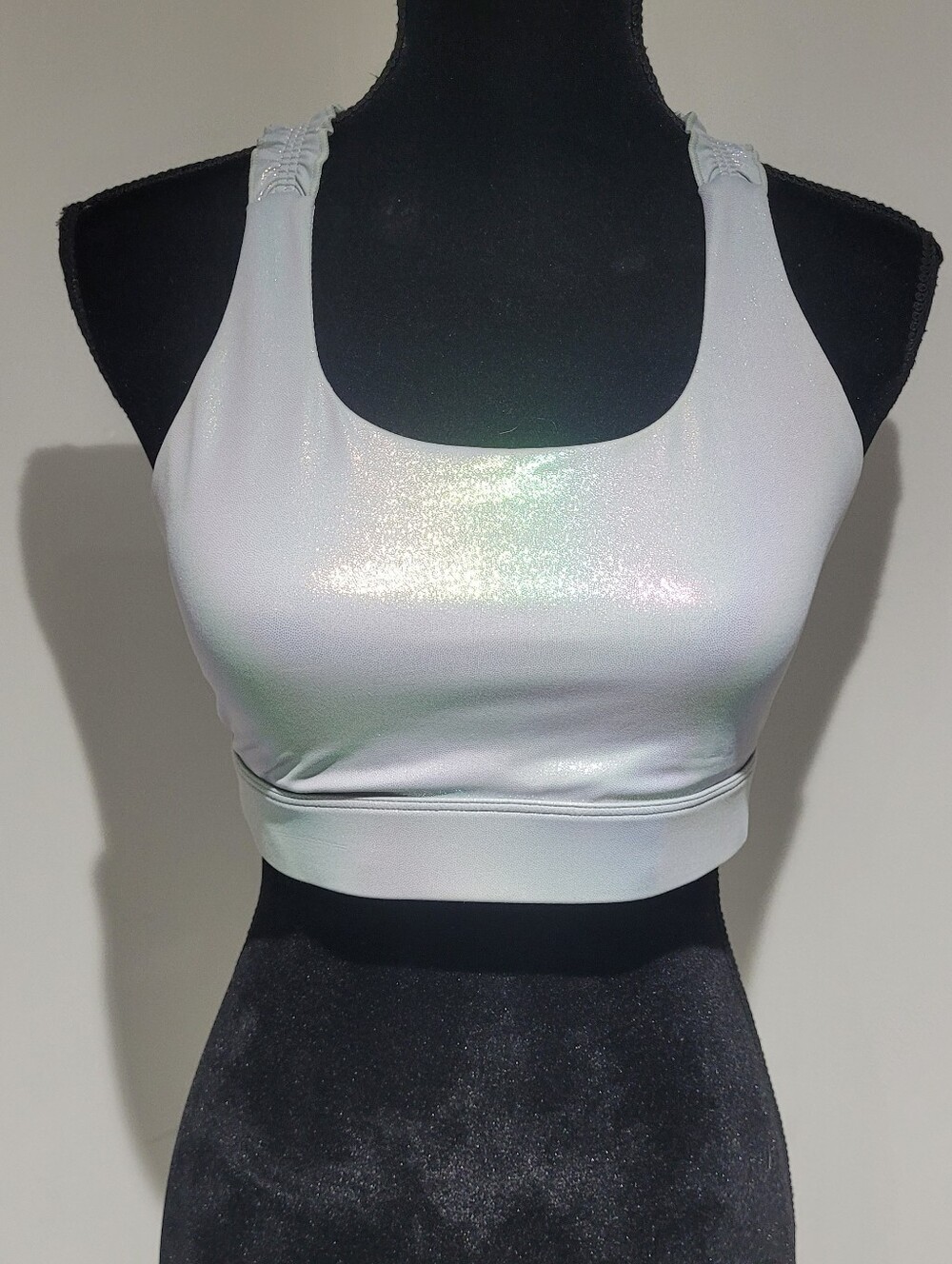 Zyia Active Women's Iridescent Sports Bra Large Blue Athleisure Shimmer Gym